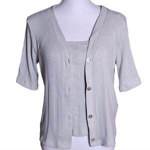 Madewell Ribbed Mint Green Knit Cardigan and Cami size L